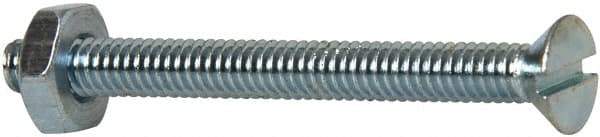 Value Collection - #8-32 UNC, 1-3/4" OAL Slotted Drive Machine Screw - Flat Head, Grade 2 Steel, Zinc-Plated Finish, Without Washer - Industrial Tool & Supply