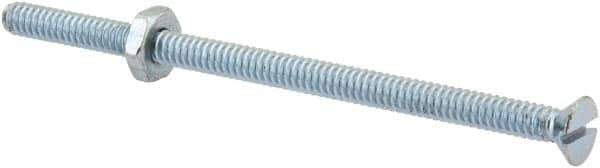 Value Collection - #10-24 UNC, 3-1/2" OAL Slotted Drive Machine Screw - Flat Head, Grade 2 Steel, Zinc-Plated Finish, Without Washer - Industrial Tool & Supply