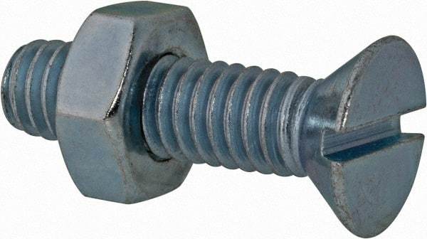 Value Collection - 5/16-18 UNC, 1-1/4" OAL Slotted Drive Machine Screw - Flat Head, Grade 2 Steel, Zinc-Plated Finish, Without Washer - Industrial Tool & Supply
