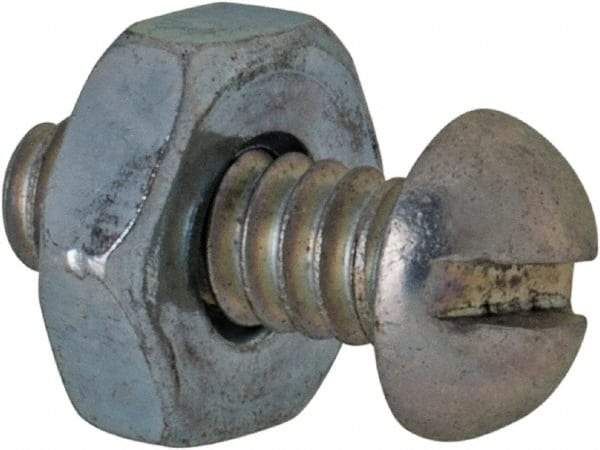 Value Collection - #6-32 UNC, 3/8" Length Under Head Slotted Drive Machine Screw - Round Head, Grade 2 Steel, Zinc-Plated Finish, Without Washer - Industrial Tool & Supply
