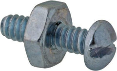 Value Collection - #6-32 UNC, 1/2" Length Under Head Slotted Drive Machine Screw - Round Head, Grade 2 Steel, Zinc-Plated Finish, Without Washer - Industrial Tool & Supply