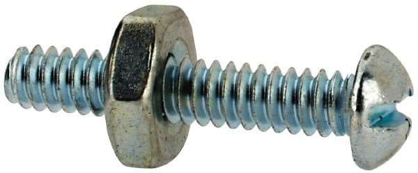 Value Collection - #6-32 UNC, 3/4" Length Under Head Slotted Drive Machine Screw - Round Head, Grade 2 Steel, Zinc-Plated Finish, Without Washer - Industrial Tool & Supply