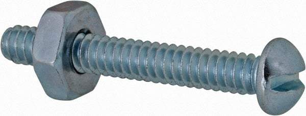 Value Collection - #6-32 UNC, 1" Length Under Head Slotted Drive Machine Screw - Round Head, Grade 2 Steel, Zinc-Plated Finish, Without Washer - Industrial Tool & Supply