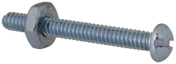 Value Collection - #6-32 UNC, 1-1/4" Length Under Head Slotted Drive Machine Screw - Round Head, Grade 2 Steel, Zinc-Plated Finish, Without Washer - Industrial Tool & Supply