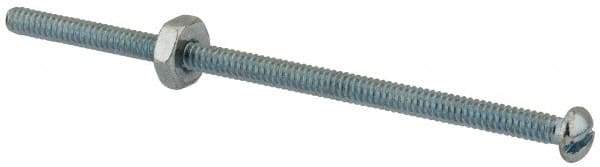 Value Collection - #6-32 UNC, 3" Length Under Head Slotted Drive Machine Screw - Round Head, Grade 2 Steel, Zinc-Plated Finish, Without Washer - Industrial Tool & Supply