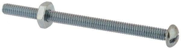 Value Collection - #8-32 UNC, 2-1/2" Length Under Head Slotted Drive Machine Screw - Round Head, Grade 2 Steel, Zinc-Plated Finish, Without Washer - Industrial Tool & Supply