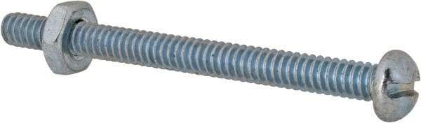 Value Collection - #10-24 UNC, 2-1/4" Length Under Head Slotted Drive Machine Screw - Round Head, Grade 2 Steel, Zinc-Plated Finish, Without Washer - Industrial Tool & Supply