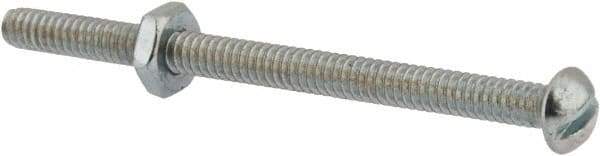 Value Collection - #10-24 UNC, 2-3/4" Length Under Head Slotted Drive Machine Screw - Round Head, Grade 2 Steel, Zinc-Plated Finish, Without Washer - Industrial Tool & Supply