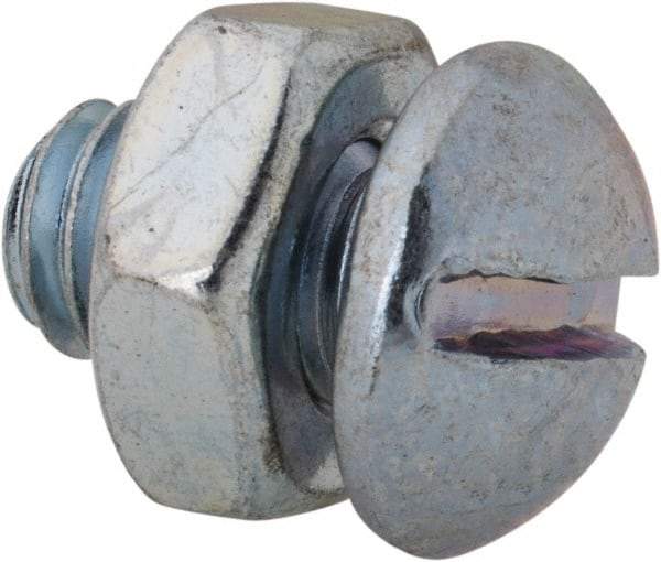 Value Collection - 5/16-18 UNC, 1/2" Length Under Head Slotted Drive Machine Screw - Round Head, Grade 2 Steel, Zinc-Plated Finish, Without Washer - Industrial Tool & Supply