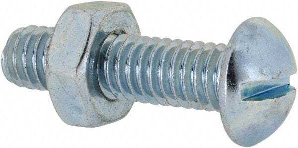 Value Collection - 5/16-18 UNC, 1-1/4" Length Under Head Slotted Drive Machine Screw - Round Head, Grade 2 Steel, Zinc-Plated Finish, Without Washer - Industrial Tool & Supply