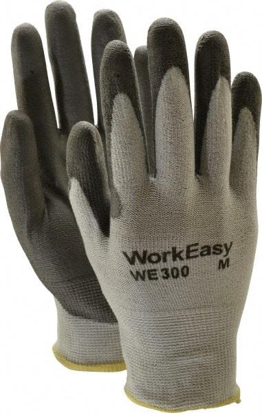 Honeywell - Size M (8), ANSI Cut Lvl 3, Abrasion Lvl 5, Polyurethane Coated Cut Resistant Gloves - 9.5" Long, Palm & Fingers Coated, HPPE Lining, Knit Wrist, Light Gray/Gray, Paired - Industrial Tool & Supply