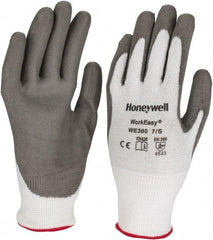 Honeywell - Size S (7), ANSI Cut Lvl 3, Abrasion Lvl 5, Polyurethane Coated Cut Resistant Gloves - 9.5" Long, Palm & Fingers Coated, HPPE Lining, Knit Wrist, Light Gray/Gray, Paired - Industrial Tool & Supply