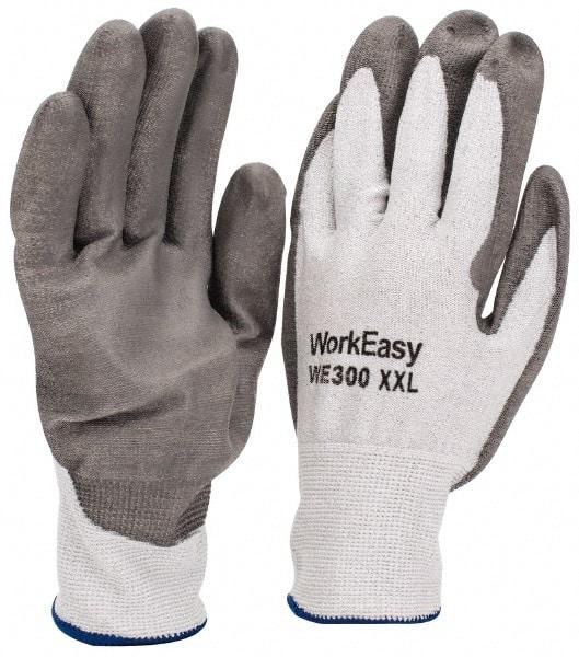 Honeywell - Size 2XL (11), ANSI Cut Lvl 3, Abrasion Lvl 5, Polyurethane Coated Cut Resistant Gloves - 9.5" Long, Palm & Fingers Coated, HPPE Lining, Knit Wrist, Light Gray/Gray, Paired - Industrial Tool & Supply