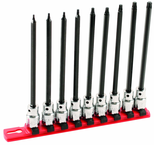 9 Piece - T8; T9; T10; T15; T20; T25; T27; T30; T40 - 6" OAL - 3/8" Drive Torx Bit Socket Set - Industrial Tool & Supply