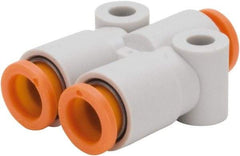 SMC PNEUMATICS - 5/16" OD, Brass/Polybutylene Push-to-Connect Union Y - 145 Max psi - Industrial Tool & Supply