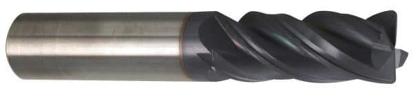 Accupro - 3/8", 4 Flute, Single End, Solid Carbide, 0.03" Corner Radius End Mill - 4" OAL, 37° Helix, Right Hand Flute, 1" LOC, Right Hand Cut - Industrial Tool & Supply