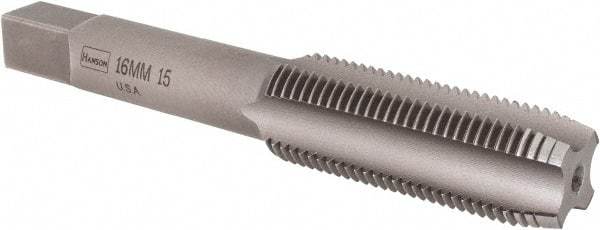 Irwin - M16x1.50 Metric Fine 2B 4 Flute Bright Finish Carbon Steel Straight Flute Standard Hand Tap - Plug, Right Hand Thread, Oversize - Exact Industrial Supply