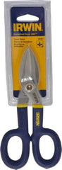 Irwin - 1-1/2" Length of Cut, Straight Pattern Tinner's Snip - 7" OAL, Vinyl Handle, 24 AWG Steel Capacity - Industrial Tool & Supply