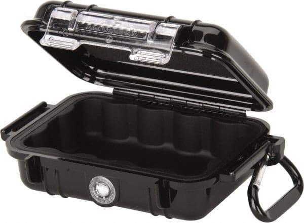 Pelican Products, Inc. - 4-1/16" Wide x 4-1/16" Deep x 2-1/8" High, Clamshell Hard Case - Black, Polycarbonate - Industrial Tool & Supply