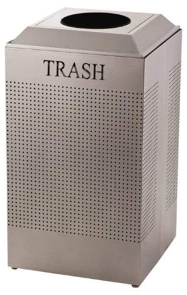 Rubbermaid - 29 Gal Silver Square Recycling Container - Steel, 32-3/8" High x 18-1/2" Long x 18-1/2" Wide - Industrial Tool & Supply