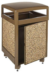 Rubbermaid - 38 Gal Brown Square Trash Can - Steel & Stone Panel, 40" High x 26" Long x 26" Wide - Industrial Tool & Supply