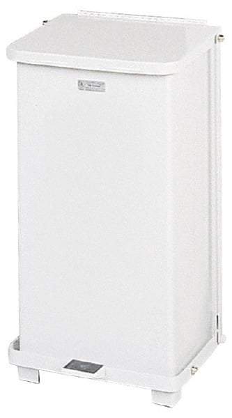 Rubbermaid - 12 Gal Square Unlabeled Trash Can - 23" High x 12" Long x 12" Wide, White, Steel - Industrial Tool & Supply