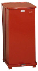 Rubbermaid - 24 Gal Square Unlabeled Trash Can - 30" High x 15" Long x 15" Wide, Red, Steel - Industrial Tool & Supply