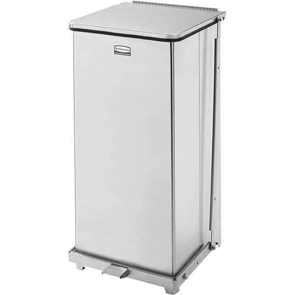 Rubbermaid - 24 Gal Square Unlabeled Trash Can - 30" High x 15" Long x 15" Wide, Stainless Steel - Industrial Tool & Supply