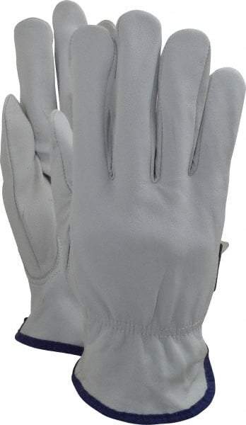 MCR Safety - Size XL (10) Grain Goatskin General Protection Work Gloves - For Work & Driver, Uncoated, Slip-On Cuff, Full Fingered, White, Paired - Industrial Tool & Supply