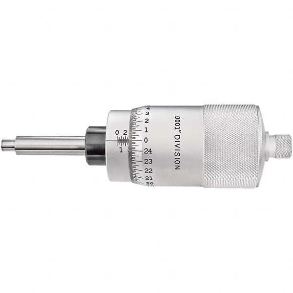 Starrett - 2 Inch, 2-1/16 Inch Plain Thimble, 5/16 Inch Diameter x 2-7/16 Inch Long Spindle, Mechanical Micrometer Head - Industrial Tool & Supply