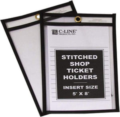 C-LINE - 25 Piece Clear Stitched Shop Ticket Holder - 8" High x 5" Wide - Industrial Tool & Supply
