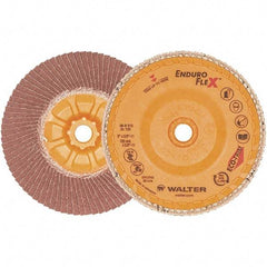 WALTER Surface Technologies - 120 Grit, 5" Disc Diam, 5/8-11 Center Hole, Zirconia Alumina Flap Disc - 13,300 Max RPM, Plastic Backing, Arbor Attaching System, Coated - Industrial Tool & Supply