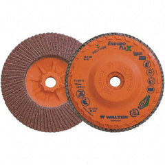 WALTER Surface Technologies - 40 Grit, 5" Disc Diam, 5/8-11 Center Hole, Zirconia Alumina Flap Disc - 8,600 Max RPM, Plastic Backing, Arbor Attaching System, Coated - Industrial Tool & Supply