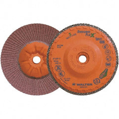 WALTER Surface Technologies - 60 Grit, 5" Disc Diam, 5/8-11 Center Hole, Zirconia Alumina Flap Disc - 8,600 Max RPM, Plastic Backing, Arbor Attaching System, Coated - Industrial Tool & Supply