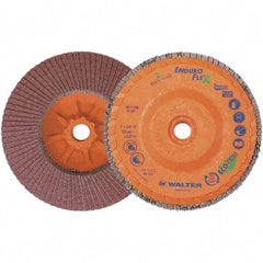 WALTER Surface Technologies - 80 Grit, 5" Disc Diam, 5/8-11 Center Hole, Zirconia Alumina Flap Disc - 8,600 Max RPM, Plastic Backing, Arbor Attaching System, Coated - Industrial Tool & Supply