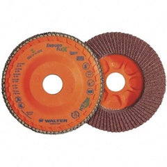 WALTER Surface Technologies - 80 Grit, 4-1/2" Disc Diam, 7/8" Center Hole, Zirconia Alumina Flap Disc - 13,300 Max RPM, Plastic Backing, Arbor Attaching System, Coated - Industrial Tool & Supply