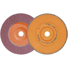 WALTER Surface Technologies - 40 Grit, 7" Disc Diam, 7/8" Center Hole, Zirconia Alumina Flap Disc - 8,600 Max RPM, Plastic Backing, Arbor Attaching System, Coated - Industrial Tool & Supply