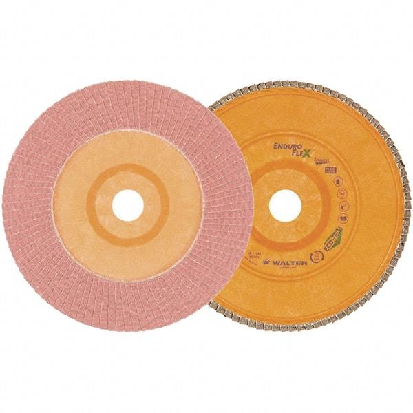 WALTER Surface Technologies - 80 Grit, 7" Disc Diam, 7/8" Center Hole, Zirconia Alumina Flap Disc - 8,600 Max RPM, Plastic Backing, Arbor Attaching System, Coated - Industrial Tool & Supply