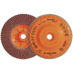 WALTER Surface Technologies - 80 Grit, 7" Disc Diam, 7/8" Center Hole, Zirconia Alumina Flap Disc - 8,600 Max RPM, Plastic Backing, Arbor Attaching System, Coated - Industrial Tool & Supply