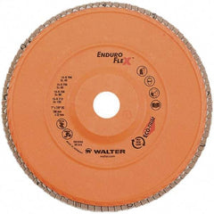WALTER Surface Technologies - 120 Grit, 7" Disc Diam, 7/8" Center Hole, Zirconia Alumina Flap Disc - 8,600 Max RPM, Plastic Backing, Arbor Attaching System, Coated - Industrial Tool & Supply
