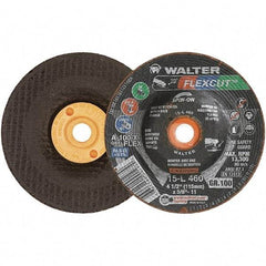 WALTER Surface Technologies - 4-1/2" Diam x 5/8" Hole, 100 Grit Surface Grinding Wheel - Aluminum Oxide, Fine Grade, 13,300 Max RPM - Industrial Tool & Supply