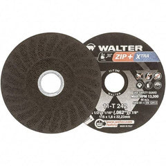 WALTER Surface Technologies - 4-1/2" 46 Grit Aluminum Oxide Cutoff Wheel - 1/16" Thick, 7/8" Arbor, 13,300 Max RPM, Use with Angle Grinders - Industrial Tool & Supply