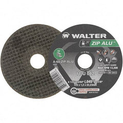 WALTER Surface Technologies - 4-1/2" 60 Grit Aluminum Oxide Cutoff Wheel - 3/64" Thick, 7/8" Arbor, 13,300 Max RPM, Use with Angle Grinders - Industrial Tool & Supply