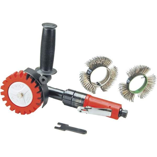 Dynabrade - 4" Wheel Diam, 3,200 RPM, Pneumatic Angle & Disc Grinder - 1/4-20 Spindle, 28 CFM, Rear Exhaust - Industrial Tool & Supply