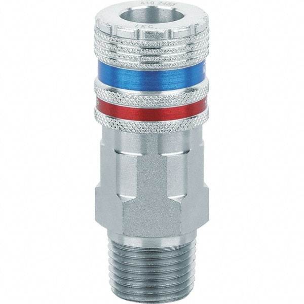 Dynabrade - 1/2 Male NPT Pneumatic Hose Coupler - Steel/Brass, 1/2" Body Diam - Industrial Tool & Supply