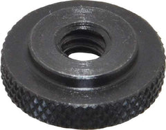 Gibraltar - 1/4-20" UNC Thread, Black Oxide Finish, Steel Round Knurled Check Nut - 7/32" Overall Height, 3/4" Head Diam, 1/2" Base Diam - Industrial Tool & Supply