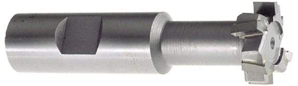 Interstate - 25/32" Cut Diam, 21/64" Cut Width, 13/32" Neck Diam, 3/4" Shank Diam, 3-1/4" OAL, M42 Cobalt T-Slot Cutter - Uncoated, 3/8" Bolt, Straight Teeth, 8 Teeth - Industrial Tool & Supply