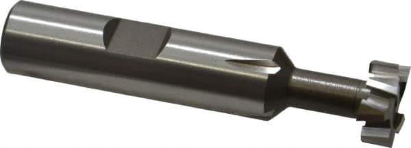 Interstate - 9/16" Cut Diam, 15/64" Cut Width, 17/64" Neck Diam, 1/2" Shank Diam, 2-19/32" OAL, M42 Cobalt T-Slot Cutter - Uncoated, 1/4" Bolt, Straight Teeth, 8 Teeth - Industrial Tool & Supply