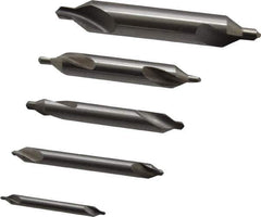 Hertel - 5 Piece, #1 to 5, Plain Edge, High Speed Steel Combo Drill & Countersink Set - 60° Incl Angle - Industrial Tool & Supply