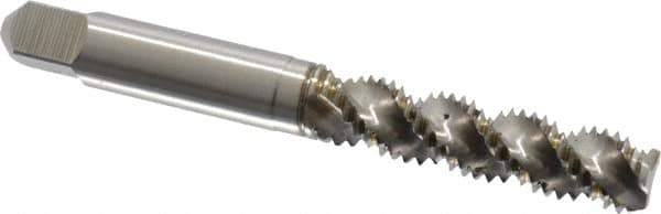 Hertel - M8x1.25 Metric Coarse 3 Flute 6H Bottoming Spiral Flute Tap - High Speed Steel, 2-23/32" OAL, Right Hand Flute, Right Hand Thread, D5 - Exact Industrial Supply